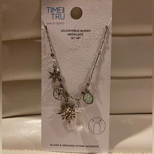 Time and Tru Star and Crystal Necklace in Gold and Silver
